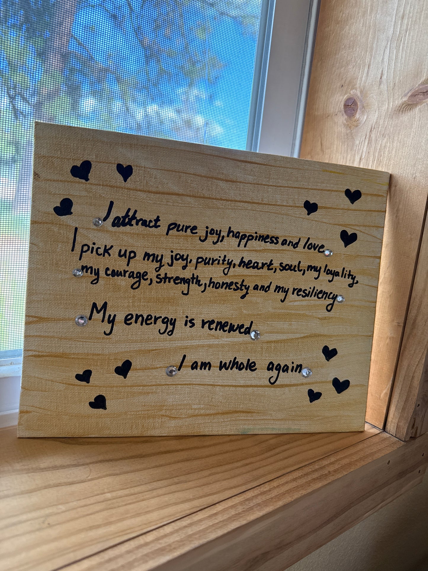 Affirmations- Hearts & Diamonds-Wood